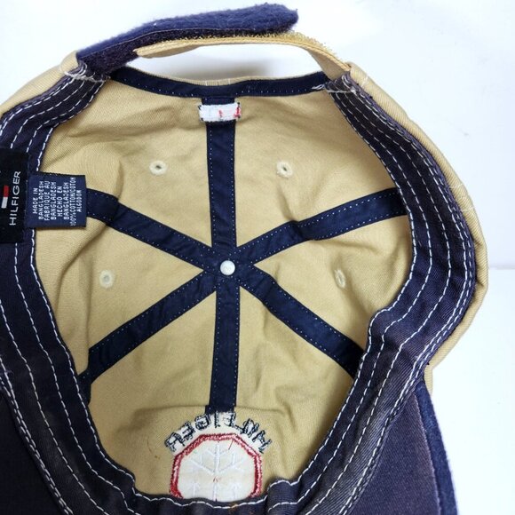 Vintage 90s Tommy Hilfiger Hat Cap Ski Logo Embroidered Detail Hook & Loop Beige - Picture 11 of 12